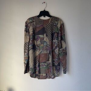 Vintage Abstract Patterned Blouse